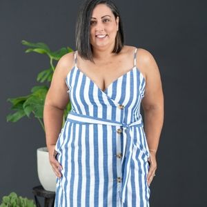 Never Let Go Full Size Striped Sleeveless Dress